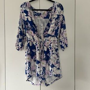 Carolina Belle Navy and Lavender Floral Romper